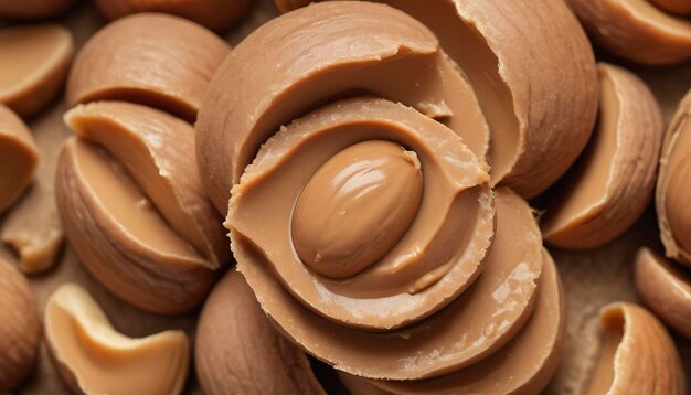 The texture of hazelnut butter Macro background