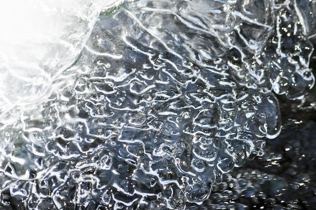 Texture of ice at the brook