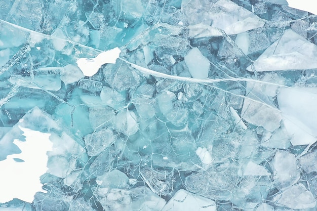 texture ice top view cracks transparent abstract background winter