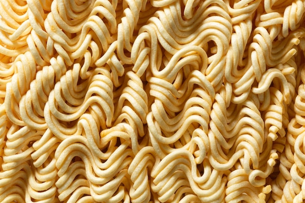 Texture of instant noodles close up