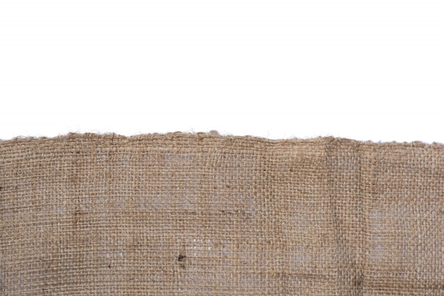 Texture of jute canvas isolated on white background