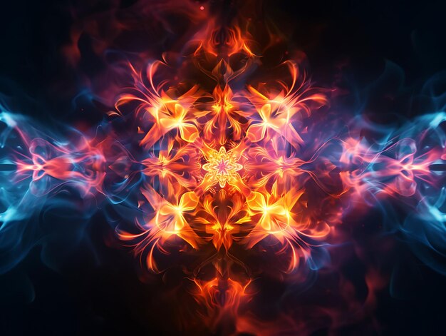 Photo texture kaleidoscopic fire with swirling and changing colors creatin effect fx overlay design art