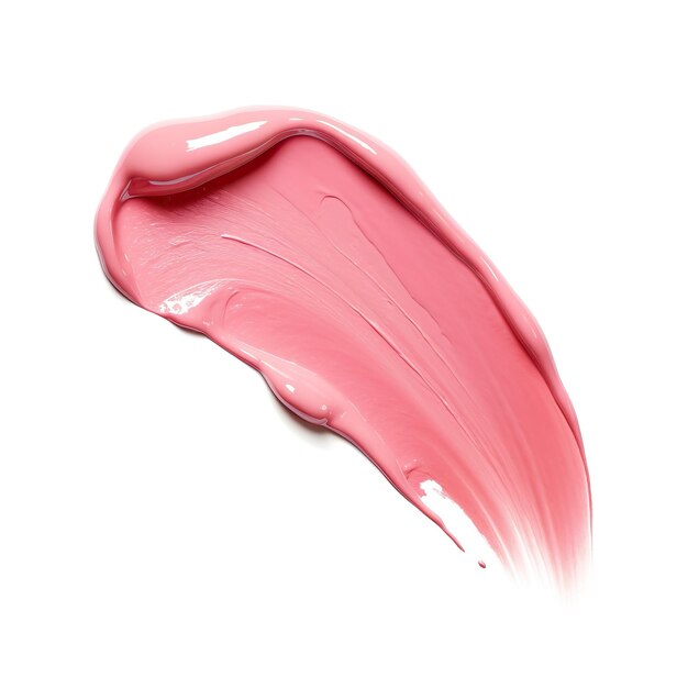 Texture of lip gloss Smudged pink lipgloss isolated on white