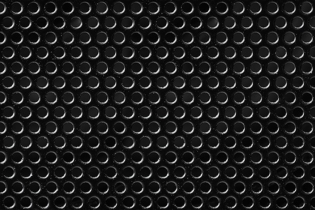 Texture metal black mesh with round holes