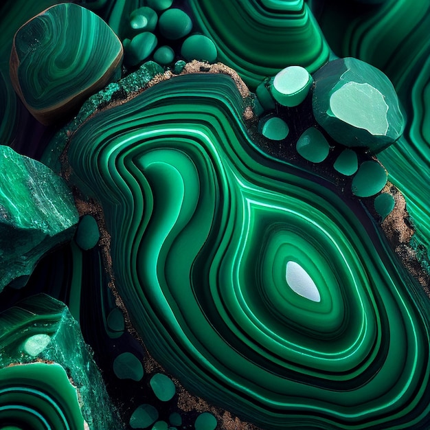 Texture of the mineral malachite green turquoise beautiful color unusual transitions and overflows