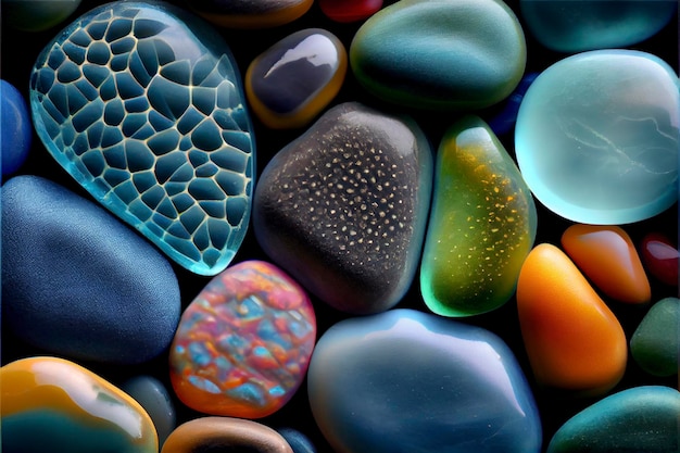 texture of natural glass colored sea pebble