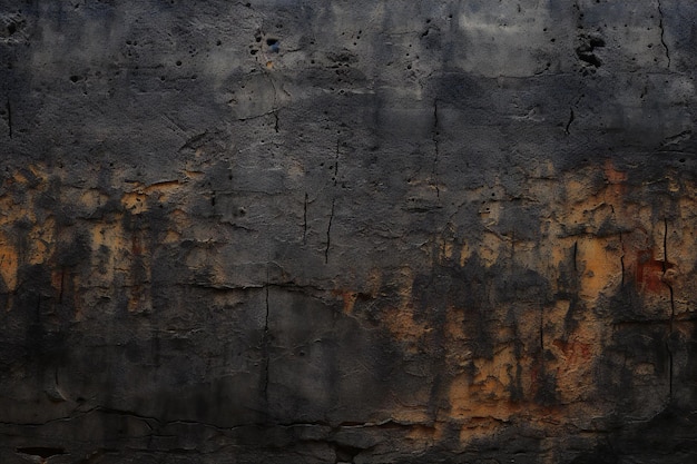 The texture of the old black wall with cracks and scratches Background