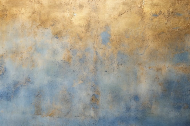 Texture of old rustic wall covered with yellow and blue stucco