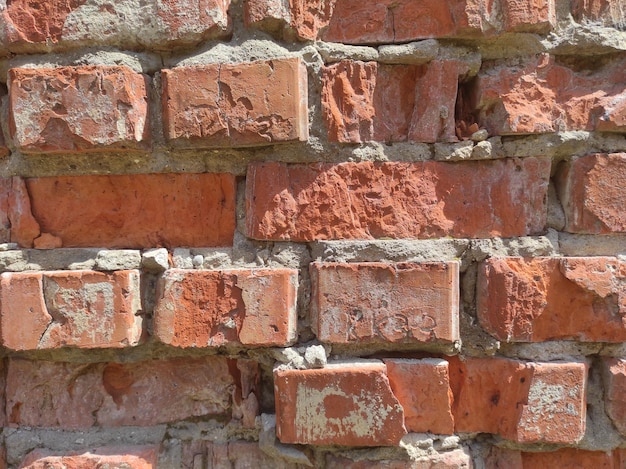 Texture of old weathered brick Background of old red bricks