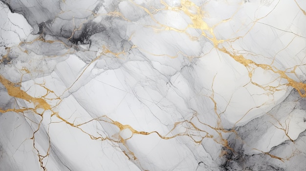 金色の静脈を持つプレミアムな白と灰色の大理石の質感
