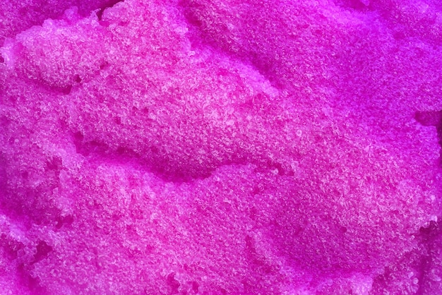 Texture di primo piano scrub al sale di lampone macchie di prodotto per la cura della pelle per esfoliante e peeling