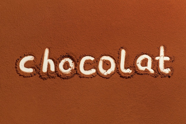 Texture of raw cocoa powder labeled chocolate