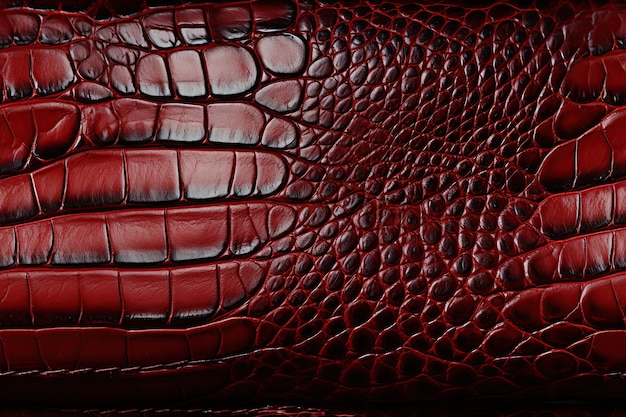 texture of red crocodile leather with seamless pattern Genuine natural animal skin background