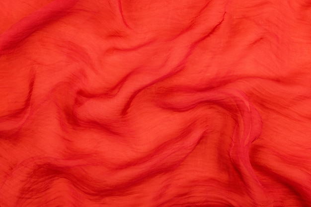 Texture of the red soft chiffon fabric 