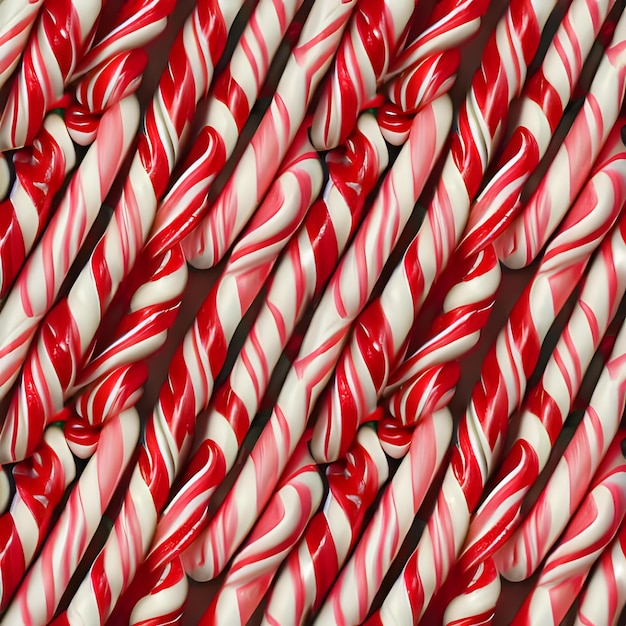 Photo a texture of red and white candy canes that are