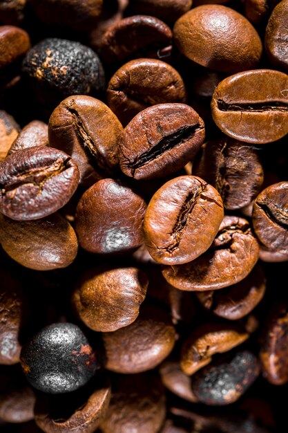 Texture of roasted ready to drink coffee close-up.