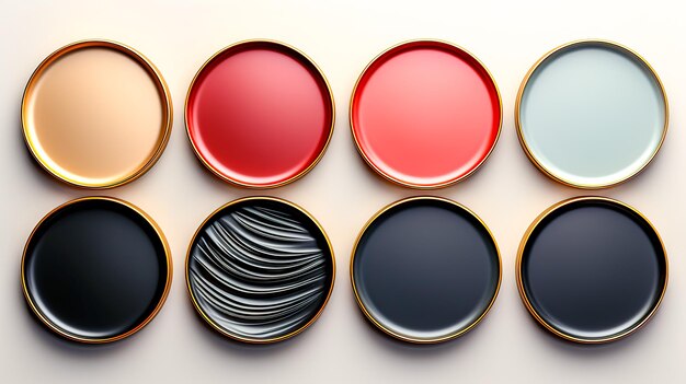 Photo texture round plates set metallic design for frames palette design template