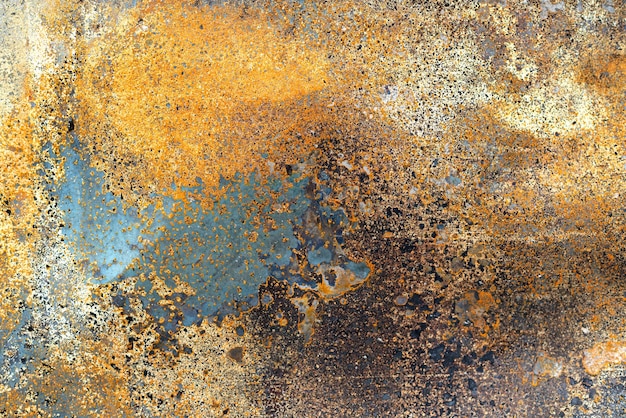 Photo texture of rusty iron rust on sheet of metal rust stains on surface pattern in vintage style