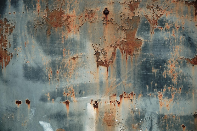 Texture of rusty metal with peeling paint