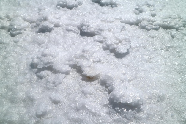 Texture of salt flat surface of Salar de Uyuni  UNESCO world heritage site in Bolivia  South America