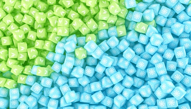 The texture of scattered cubes of different colors . 3d illustration