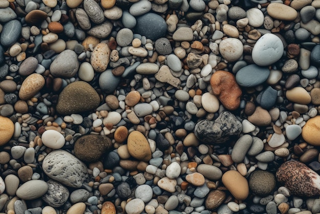 Texture of sea pebbles arranged in a moody background Relaxing zen atmosphere Generative AI