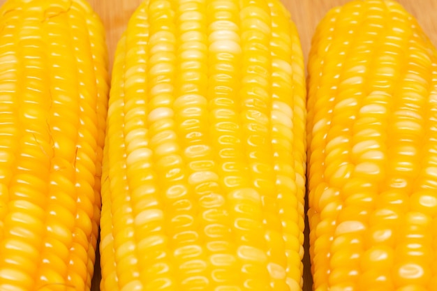 Texture of several cooked yellow corns