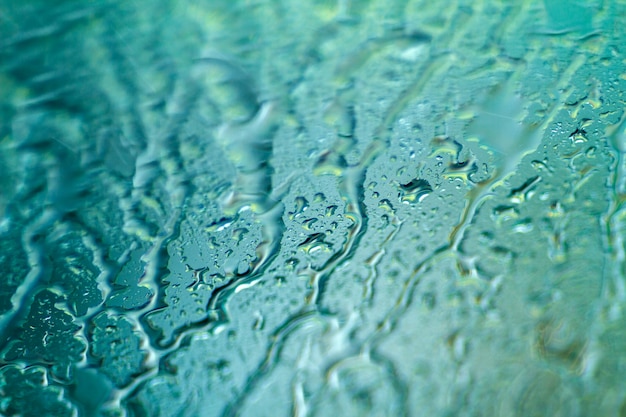 the texture of small drops on the glass from the rain