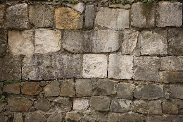 Texture of stone wall with many big brown stones