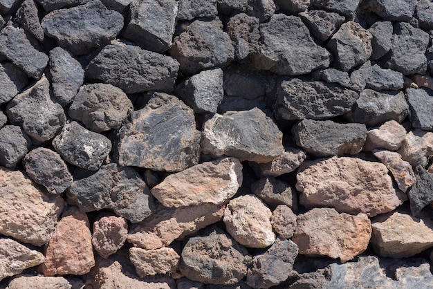 Texture of stones and cobblestones with sharp edges