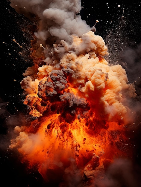 Фото Изображение в стиле текстуры взрыва огня и дыма с частицами
