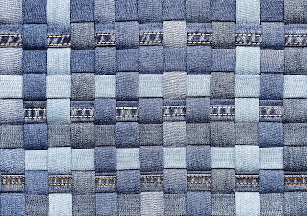 Texture surface, stitched from tapes of denim