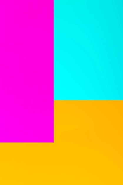 写真 コピースペースのバナー広告で3つの紙のシアンブルーオレンジピンクの背景