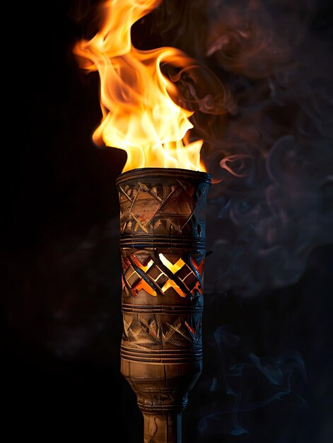 Photo texture tiki torch fire with warm and inviting colors creating a tro effect fx overlay design art