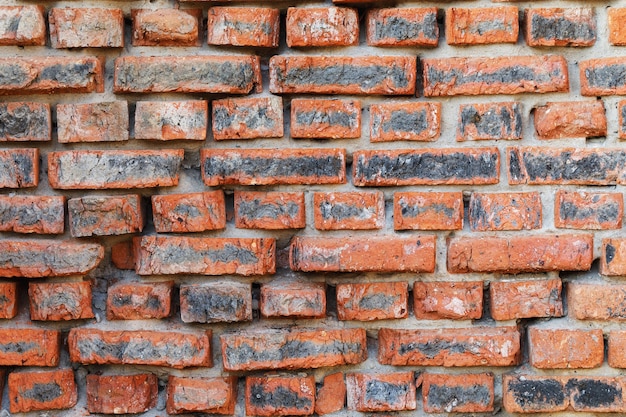 Texture of a wall of burnt red brick