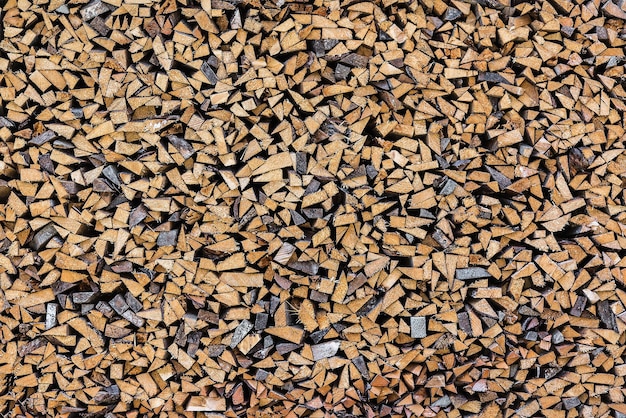 The texture of the wall of firewood, after sawing wood