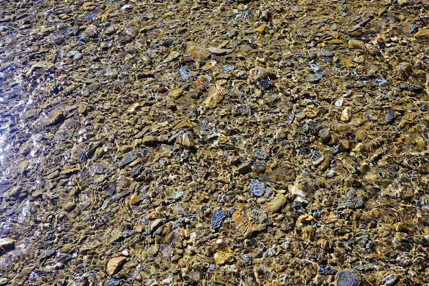 texture of water on stones in a crooked stream