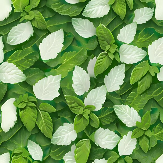 Photo a texture of white and green mint leaves that are