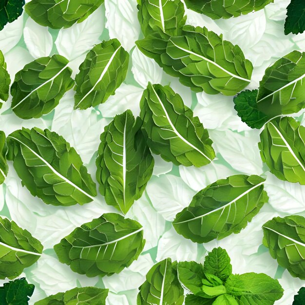 A texture of white and green mint leaves that are