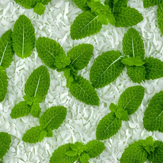 Photo a texture of white and green mint leaves that are