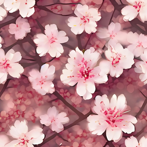 Photo a texture of white and pink cherry blossoms that are