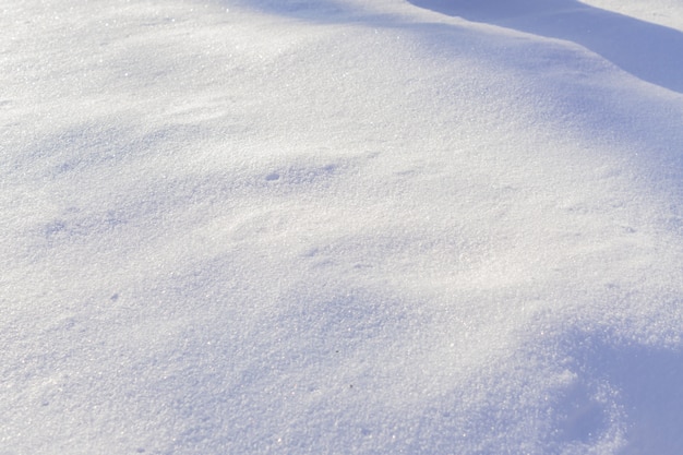 太陽に輝く白い雪のテクスチャ。