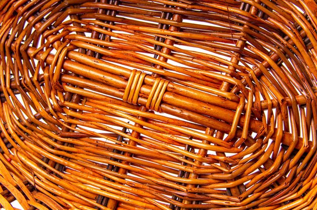 The texture of a wicker basket by hand