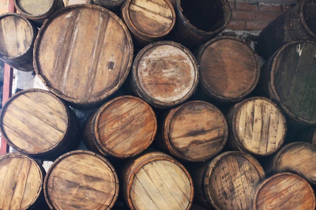 Texture of wooden barrels