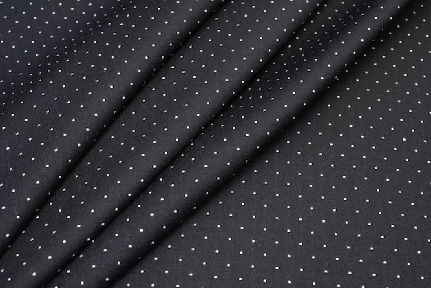 The texture of the wool fabric is black with white dots. 