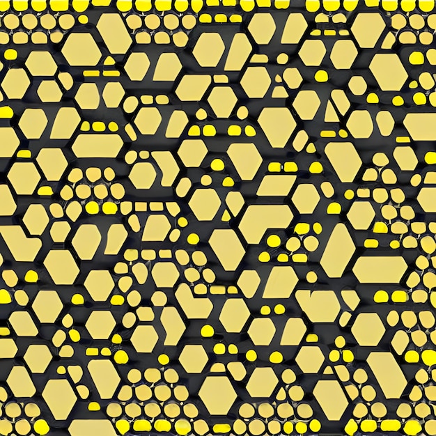 Photo a texture of yellow and black honeycombs that are geometric