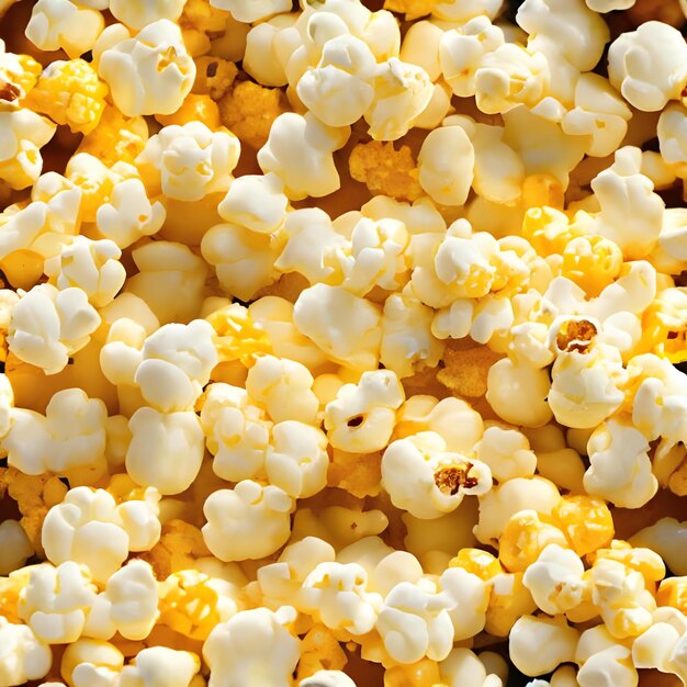 A texture of yellow and white popcorn that are crunchy