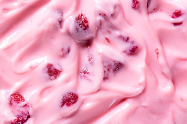 texture yoghurt flavored strawberry,Strawberry ice cream texture. Summer food concept, copy space,