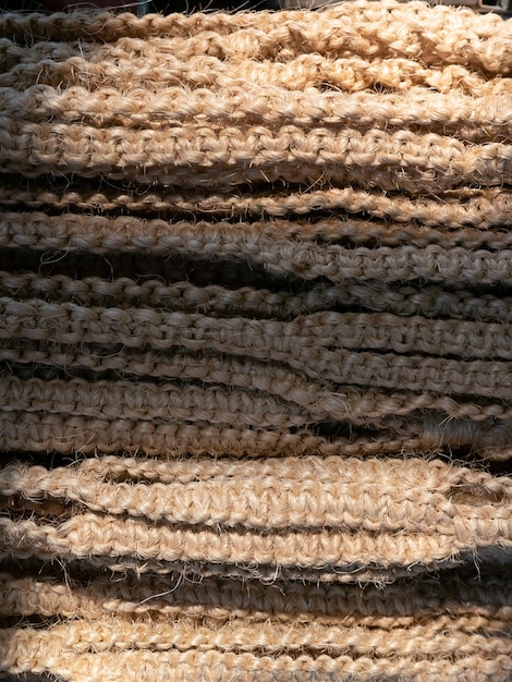 Foto sfondo texturato di corde di giuta intrecciate