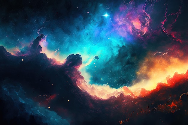 Textured background with a bright abstract universe